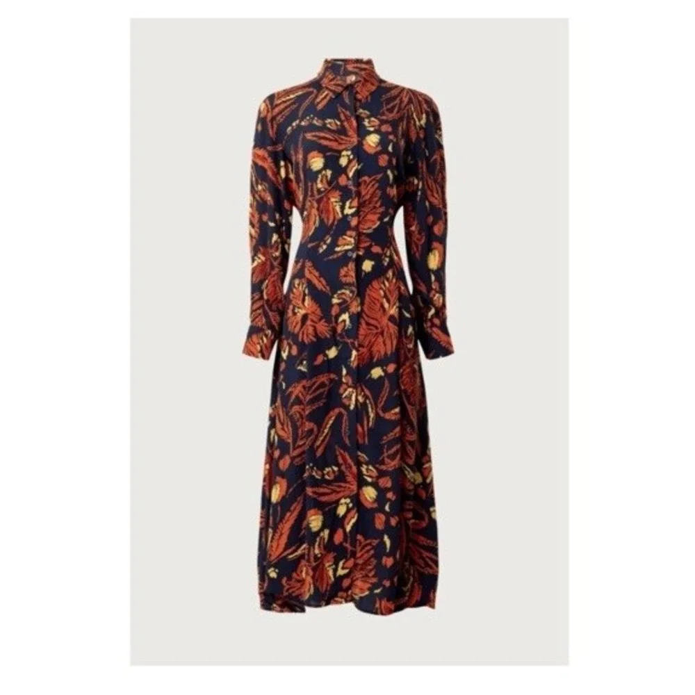 Thakoon Collective Floral Maxi Dress Collared Long Sleeve - Picture 1 of 9